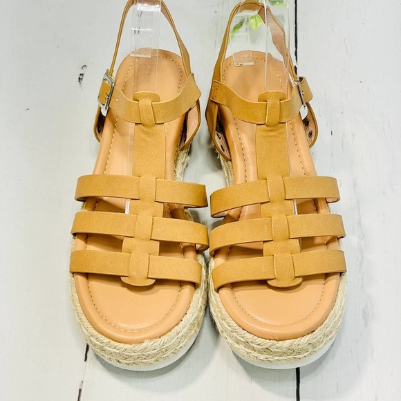 Women's Platform Wedges Espadrille Ankle T-Strap Sandals (sz 9.5) - Picture 2 of 9
